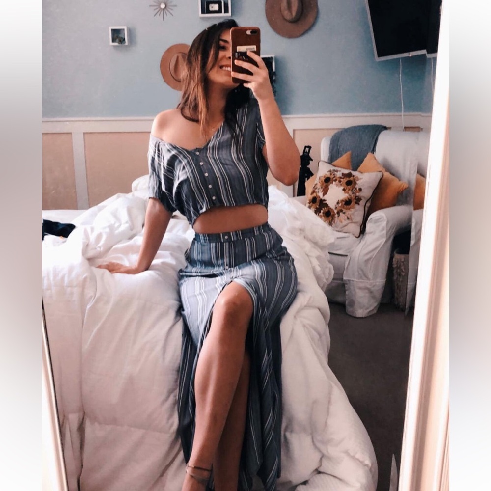 HOLLISTER Striped Skirt & Top Set